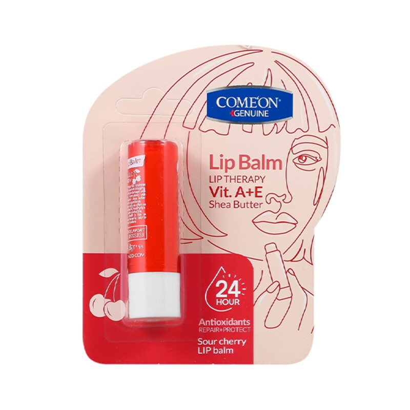 بالم لب مرطوب کننده با تاثیر ۲۴ ساعته کامان حاوی ویتامین E+A با طعم آلبالو وزن ۴.۸ گرم