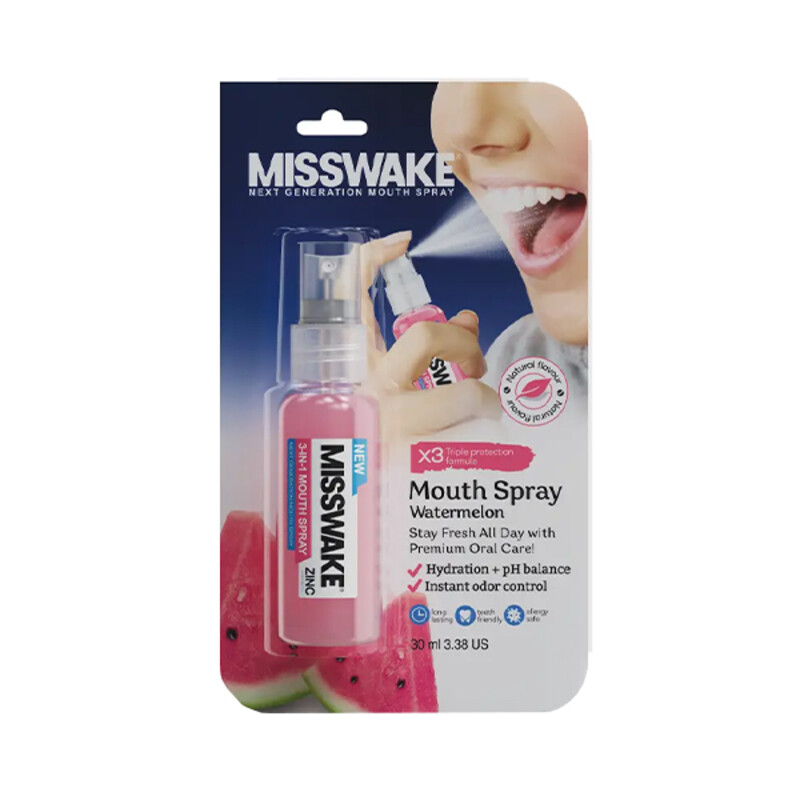 افشانه خوشبو کننده دهان کودک میسویک آنتی باکتریال و فاقد الکل با رایحه هندوانه مدل Watermelon حجم ۳۰ میل