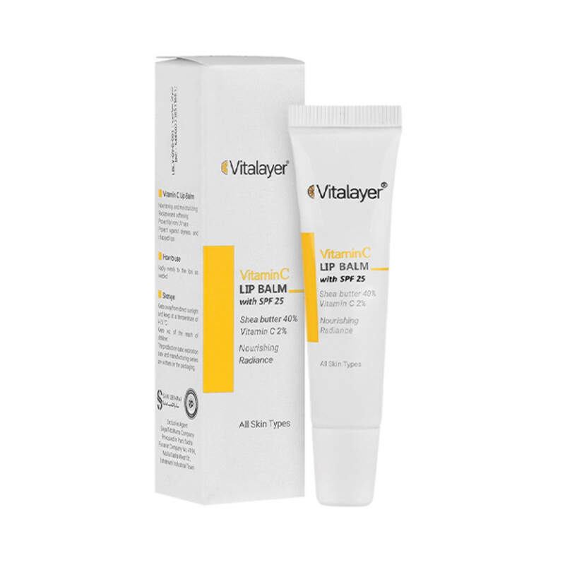 بالم لب روشن‌کننده و محافظت‌کننده ویتالیر حاوی ویتامین C و SPF 25 مدل Vitamin C حجم 15 میل