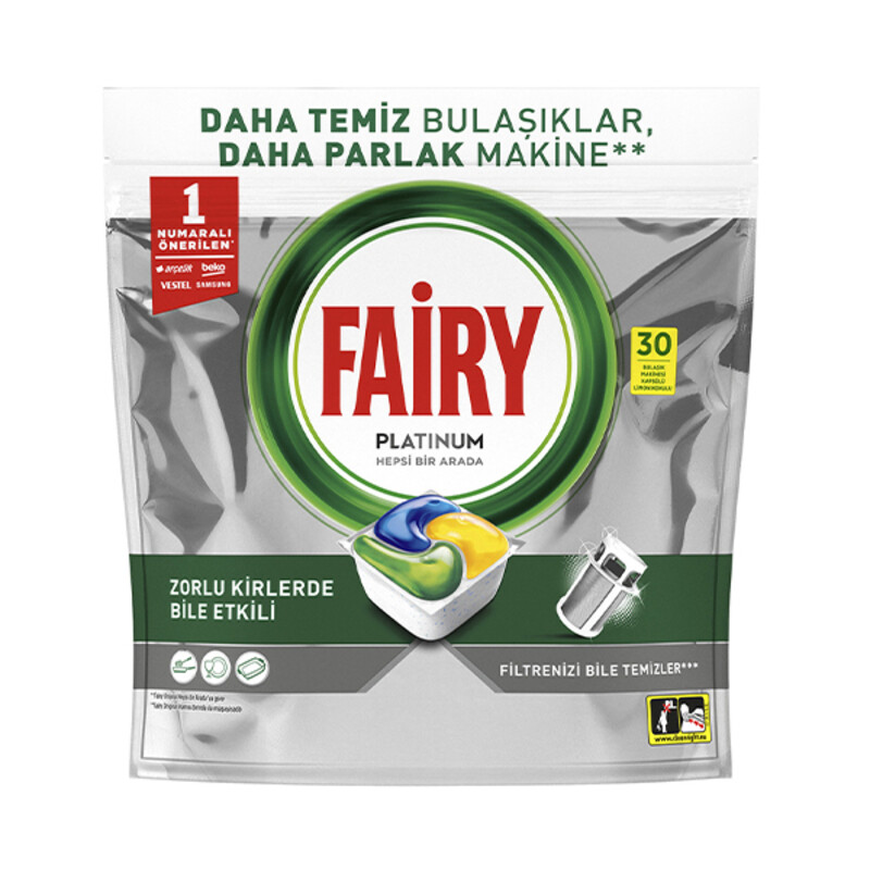 قرص ماشین ظرفشویی همه کاره فیری مدل Platinum با قدرت چربی زدایی فوق العاده بسته 30 عددی