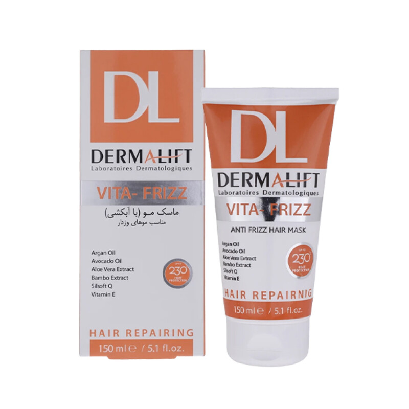 ماسک موی صاف‌کننده و ضد وز درمالیفت مخصوص موهای مجعد و وزدار مدل Vita-Frizz حجم 150 میل