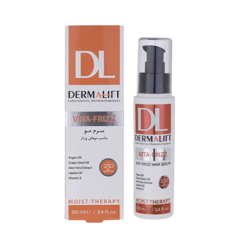 سرم موی ضد وز و نرم‌کننده درمالیفت مخصوص موهای وزدار مدل Vita-Frizz حجم 100 میل