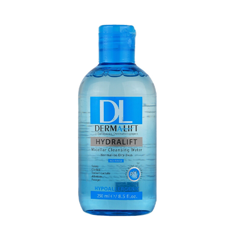 محلول پاک‌کننده آرایش آبرسان و ترمیم‌کننده درمالیفت مخصوص پوست‌های خشک و معمولی مدل Hydralift حجم 250 میل