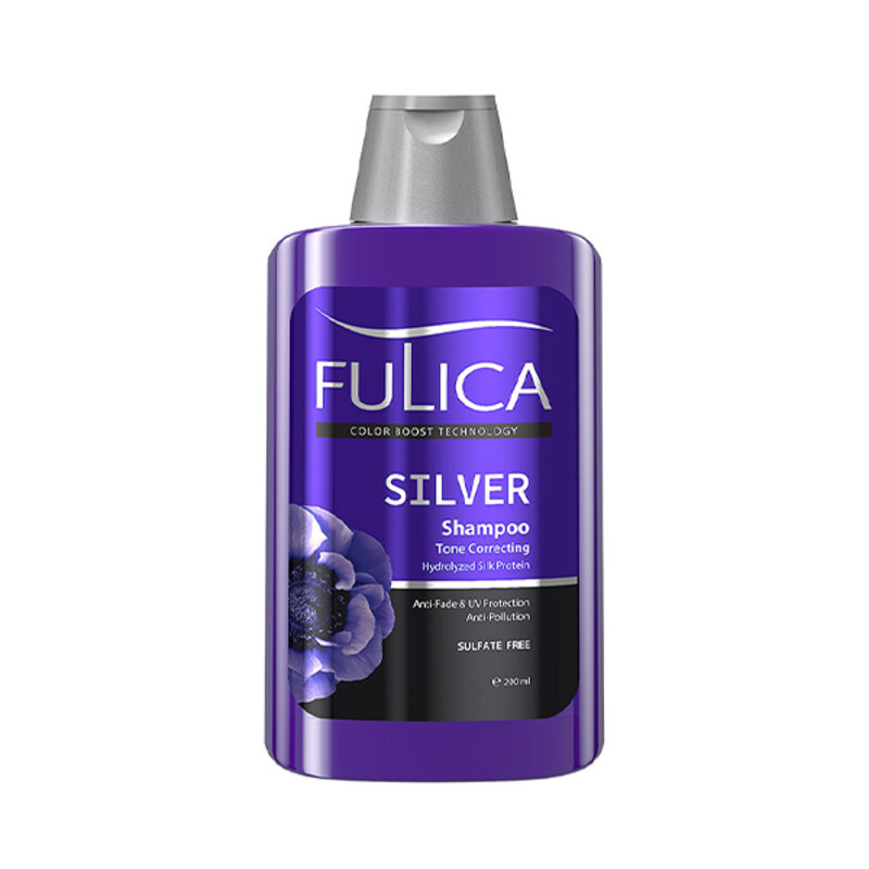 شامپو فاقد سولفات ضد زردی فولیکا مدل Silver مناسب موهای بلوند، پلاتینه و نقره‌ای حجم ۲۰۰ میل