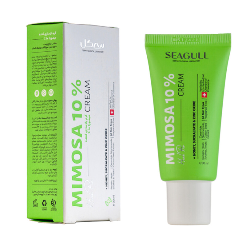 کرم بازسازی کننده سی گل حاوی سوکرالفیت و میموزا ۱۰٪ مناسب انواع پوست حجم ۳۰ میل