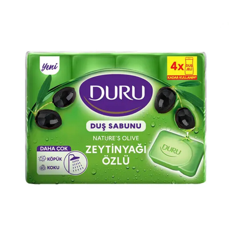صابون گیاهی دورو مدل Olive Oil حاوی روغن زیتون طبیعی و گلیسیرین بسته ۴ عددی (۴ × ۱۵۰ گرم)