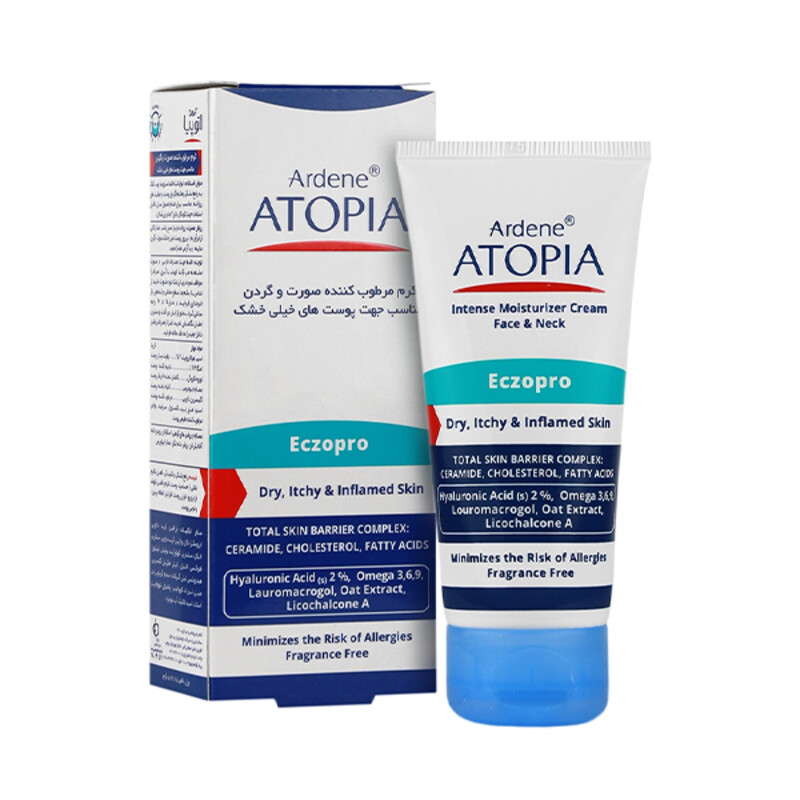 کرم مرطوب کننده صورت و گردن آردن اتوپیا مدل Eczopro حاوی سرامید مناسب پوست‌های خیلی خشک حجم ۵۰ میل
