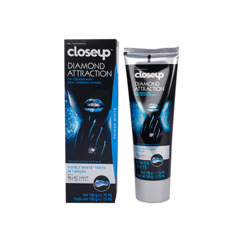خمیر دندان سفید کننده فوری کلوز آپ مدل Diamond Attraction حاوی تکنولوژی Blue Light حجم ۷۵ میل