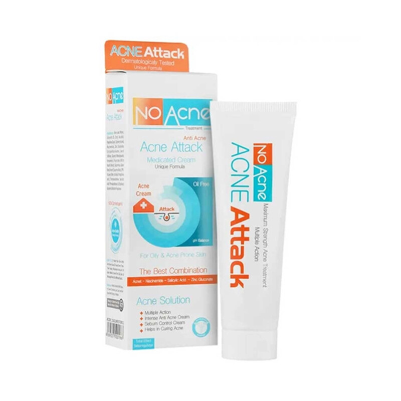 کرم ضد جوش و تنظیم کننده چربی نو آکنه مدل Acne Attack حاوی سالیسیلیک اسید حجم ۵۰ میل