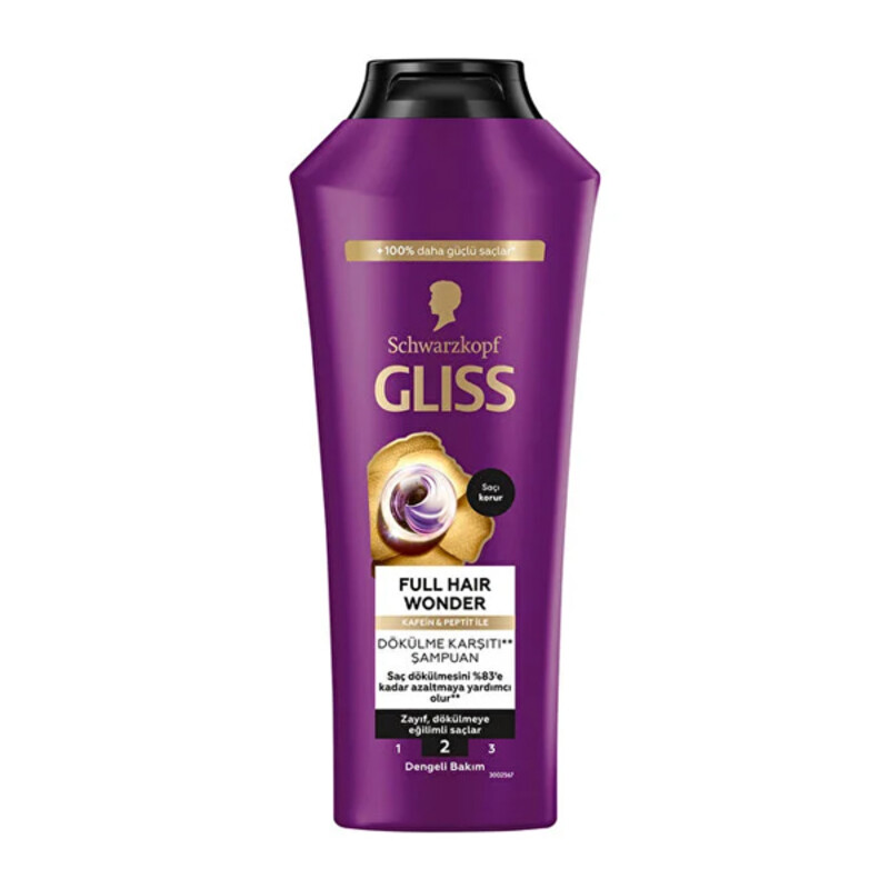 شامپو گلیس مدل Full Hair Wonder با خاصیت حجم‌دهی ۵ بعدی و تقویت‌کننده ریشه حجم ۴۰۰ میل