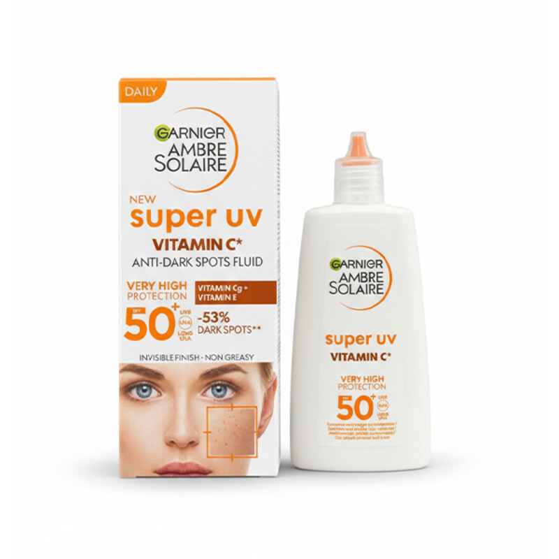فلویید ضد آفتاب ضد لک بی رنگ گارنیه مدل Super UV مناسب انواع پوست کاهش دهنده لک های تیره حاوی ویتامین C و SPF 50 حجم ۴۰ میل