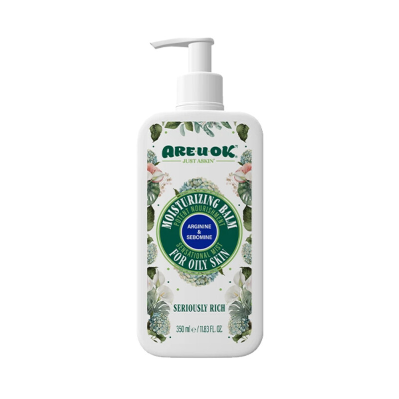بالم بدن آر یو اوکی حاوی آرژنین و آلانتوئین مناسب پوست های چرب  با خاصیت آبرسانی و ترمیم‌کننده بافت پوست حجم ۳۵۰ میل