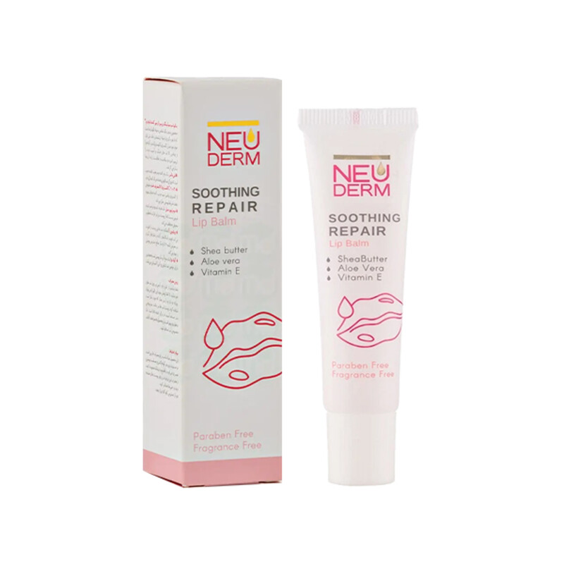 بالم لب نئودرم مدل Soothing Repair با خاصیت التیام‌بخش ترک‌های عمیق و بازسازی‌کننده پوست لب حجم ۱۵ میل