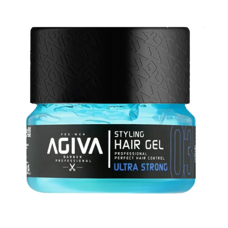 ژل مو حالت دهنده فوق‌قوی آگیوا مدل 03 ULTRA STRONG مناسب انواع مو قدرت نگهدارندگی حداکثری با درخشش طبیعی حجم ۲۰۰ میل