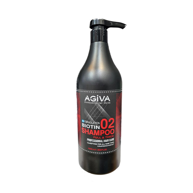 شامپو بیوتین و ضخیم‌کننده آگیوا مدل FULL &amp; THICK 02 مناسب انواع مو با خاصیت شفاف‌کنندگی فرمولاسیون حرفه‌ای پُرپشت‌کننده حجم ۱۰۰۰ میل