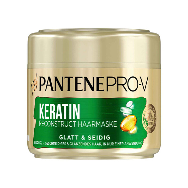 ماسک مو بازسازی‌کننده پنتن مدل KERATIN RECONSTRUCT مناسب موهایِ وز و شکننده با خاصیتِ GLATT &amp; SEIDIG حجم ۳۰۰ میل
