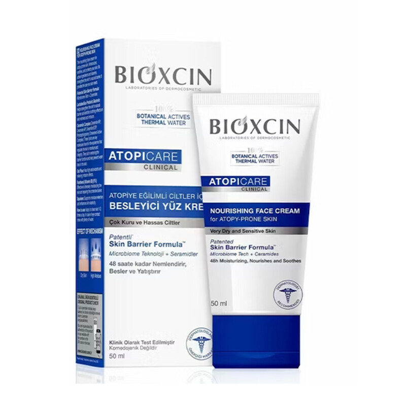 کرم مغذی و مرطوب‌کننده صورت بیوکسین مدل ATOPICARE CLINICAL مناسب پوست‌های بسیار خشک و حساس حجم ۵۰ میل