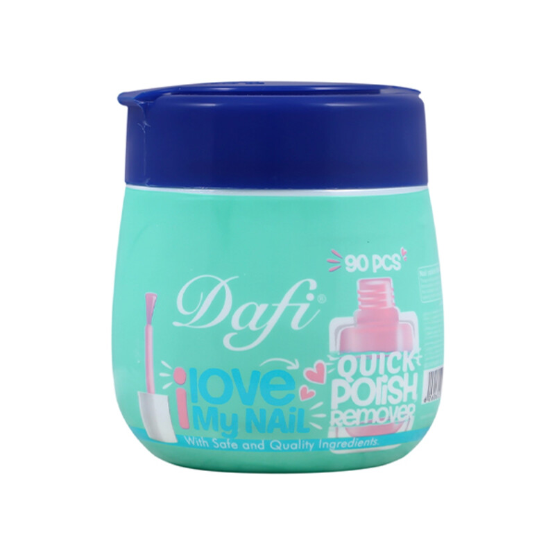 دستمال مرطوب پاک‌کننده لاک ناخن دافی مدل QUICK POLISH REMOVER فاقد استون و الکل حاوی ویتامین بسته ۹۰ عددی