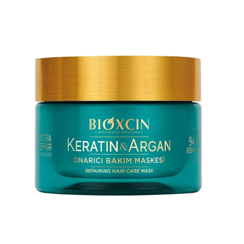 ماسک مویِ بازسازی‌کننده و احیاکننده‌یِ تخصصی بیوکسین مدل KERATIN &amp; ARGAN حاوی کراتین و آرگان با قدرتِ ترمیمِ ۹۴ درصدی حجم ۲۰۰ میل