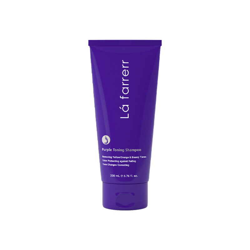 شامپو ضد زردی لافارر مدل PURPLE TONING  حاوی رنگدانه بنفش مناسب موهای دکلره و رنگ شده حجم ۲۰۰ میل