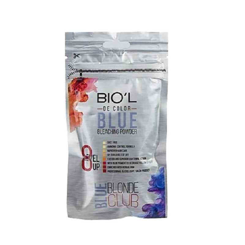 پودر دکلره آبی بیول مدل BLUE روشن کننده و ضد نارنجی وزن ۵۰ گرم