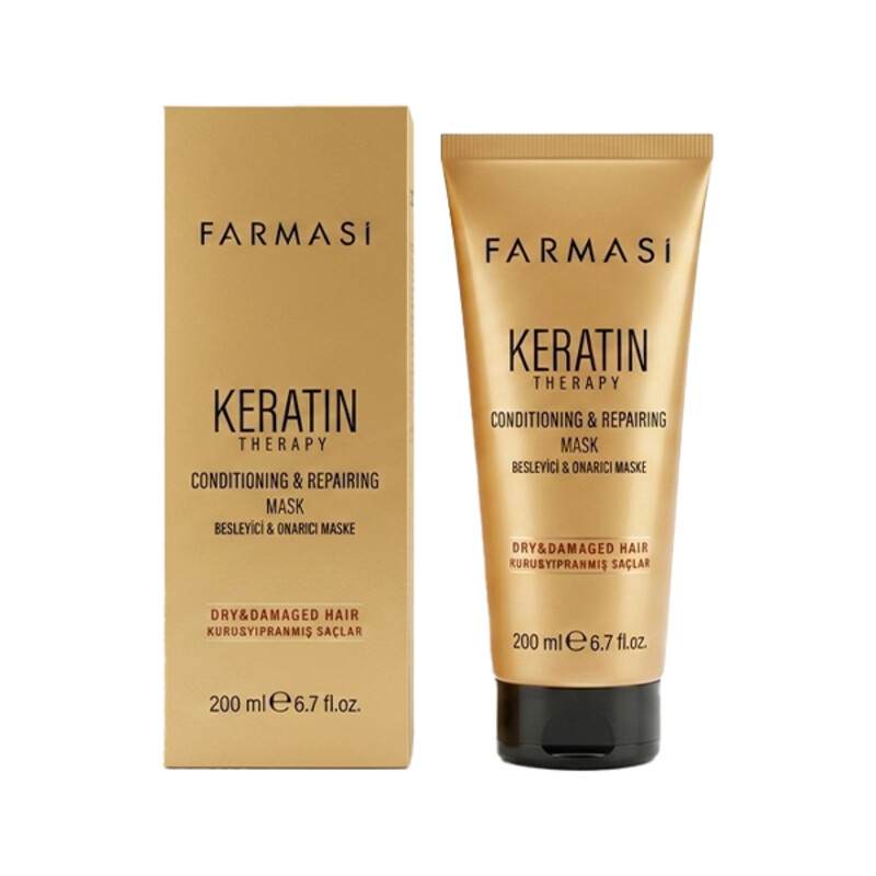 ماسک مو ترمیم‌کننده و مغذی فارماسی مدل Keratin Therapy مناسب موهای خشک و آسیب‌دیده حجم ۲۰۰ میل