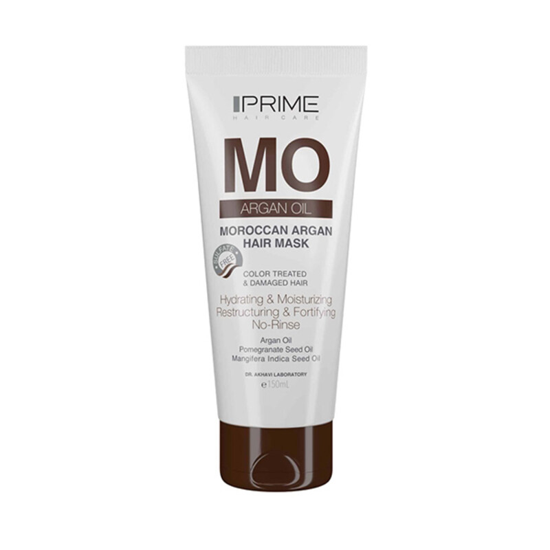 ماسک مو تقویت‌کننده آرگان پرایم مدل MOROCCAN ARGAN HAIR MASK مناسب موهای رنگ شده و آسیب دیده حجم ۱۵۰ میل