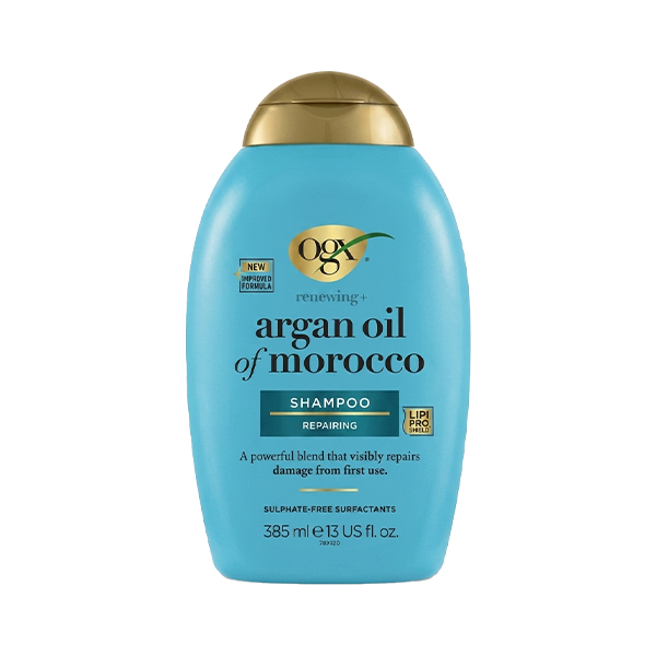 شامپو فری سولفات احیا و ترمیم‌کننده او جی ایکس مدل Argan Oil of Morocco حجم ۳۸۵ میلی‌لیتر