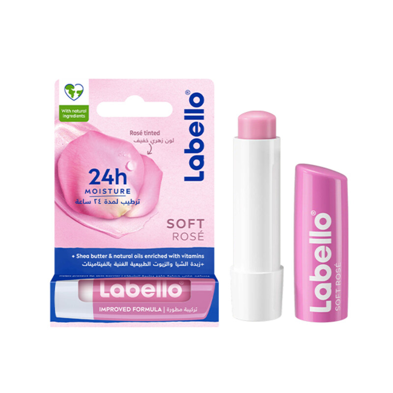 بالم لب لابلو مدل SOFT ROSE با رایحه ملایم گل رز و مرطوب کنندگی ۲۴ ساعته وزن 4.8g