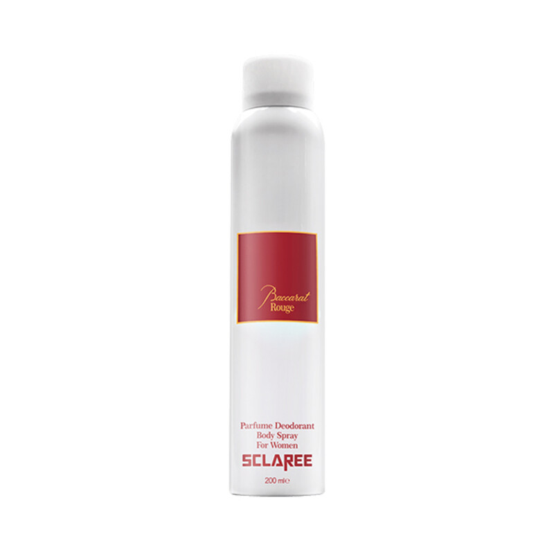 اسپری بدن زنانه اسکلاره مدل Baccarat Rouge با رایحه گرم، شیرین، کهربایی و زعفرانی حجم 200ml