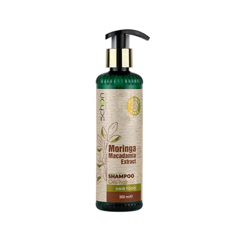 شامپو سر فاقد سولفات و کنترل‌کننده چربی شون مدل Moringa & Macadamia حاوی عصاره مورینگا و روغن ماکادمیا مناسب موهای چرب حجم 300ml