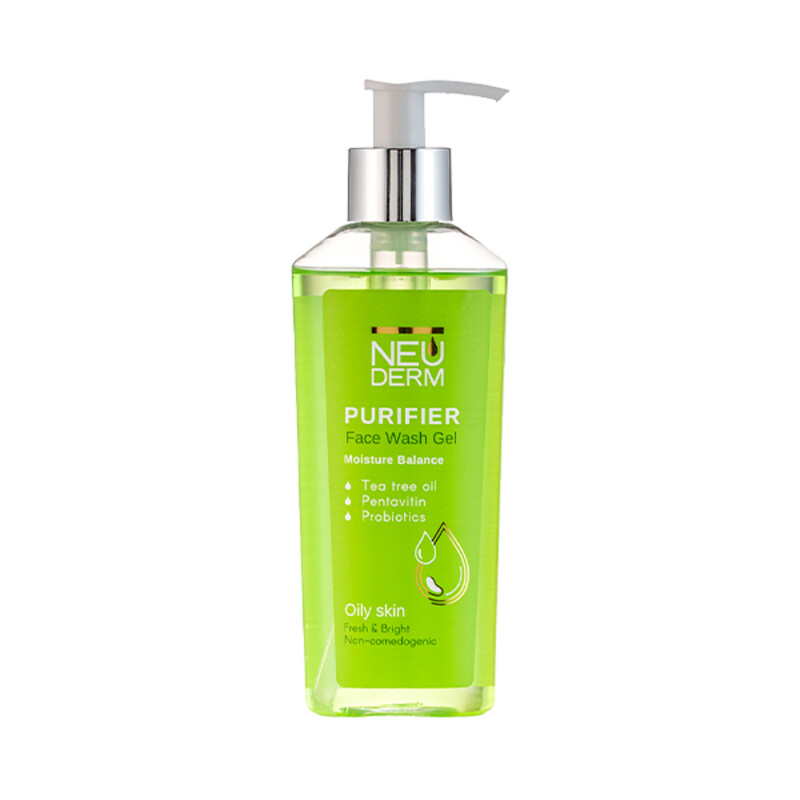 ژل شستشوی صورت ضد جوش و کنترل‌کننده چربی نئودرم مدل Tea Tree Oil حاوی روغن درخت چای مناسب پوست‌های چرب و مختلط حجم 200ml