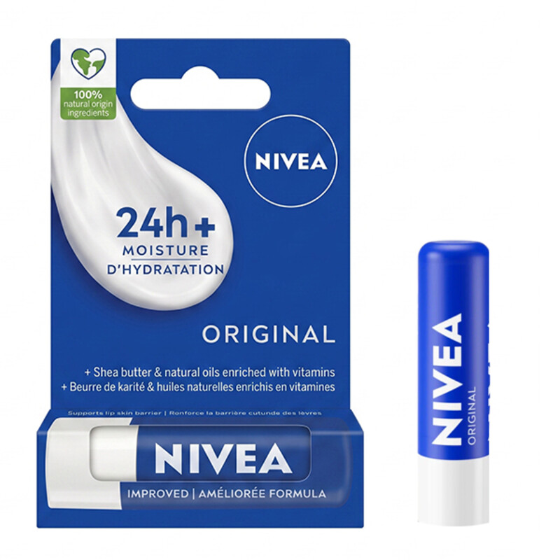 بالم لب مرطوب‌کننده و تغذیه‌کننده ۲۴ ساعته نیوآ مدل Original Care حاوی شی‌باتر با SPF 15 وزن 4.8 گرم
