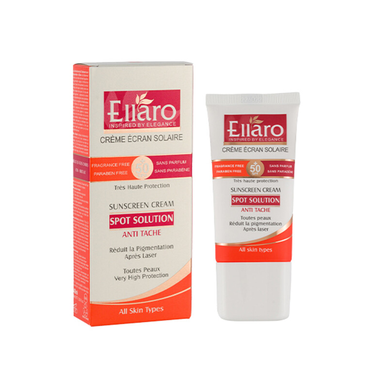 کرم ضدآفتاب ضد لک الارو مدل Spot Solution با SPF50 بی‌رنگ و روشن‌کننده حجم 40ml