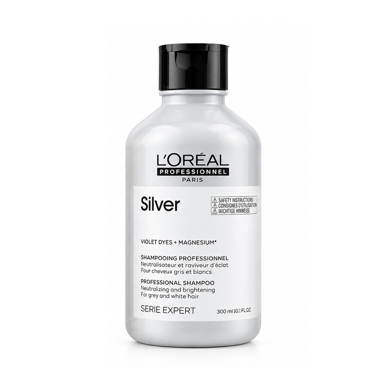 شامپو ضد زردی لورال مدل Silver خنثی‌کننده تناژ زرد مناسب موهای بلوند و دکلره شده حجم ۳۰۰ میل
