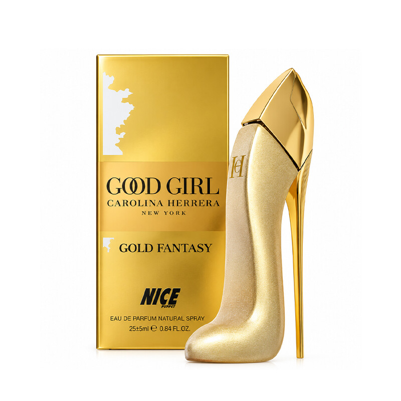 عطر جیبی زنانه نایس پاپت مدل GOOD GIRL GOLD FANTASY با رایحه گرم و شیرین گلی خوراکی حجم ۳۰ میل