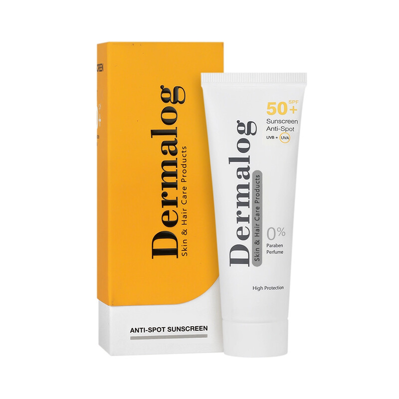 کرم ضد آفتاب و ضد لک بی رنگ درمالوگ مدل Anti-Spot SPF50 روشن کننده و محافظ پوست حجم ۵۰ میل
