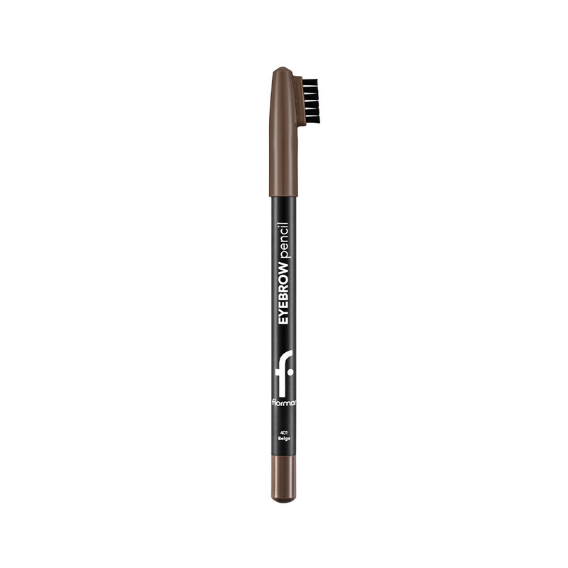 مداد ابرو فلورمار مدل Eyebrow Pencil با برس داخلی روی درب و بافت نرم کرمی، وزن ۱٫۱۴ گرم