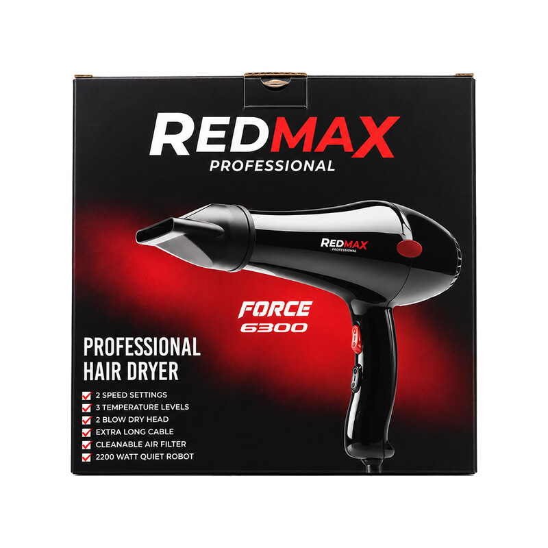 سشوار حرفه ای ردمکس مدل FORCE 6300 با دو سرعت و سه سطح دما توان ۲۲۰۰ وات