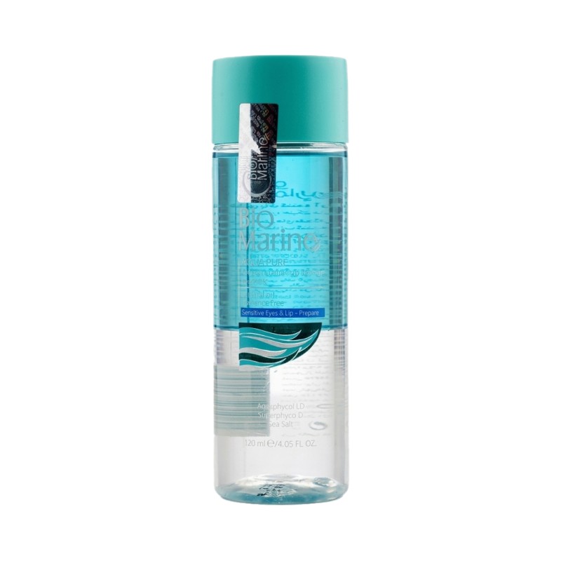 میسلار  دوفاز بایومارین مدل AQUA PURE حاوی عصاره جلبک های دریایی مناسب چشم و لب حساس حجم ۱۲۰ میل