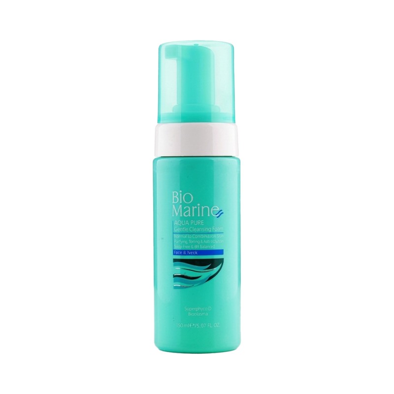فوم شستشوی صورت و گردن بایومارین مدل AQUA PURE با خاصیت ضد آلودگی و پاک کنندگی ملایم مناسب پوست های نرمال تا مختلط حجم ۱۵۰ میل