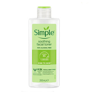 تونر آرامش‌بخش و آبرسان سیمپل مدل Soothing Facial Toner حجم 200 میلی‌لیتر