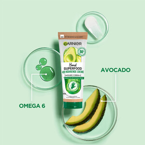 کرم دست مغذی حاوی روغن آووکادو و امگا 6 گارنیه مدل Superfood حجم 75 میل
