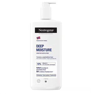 لوسیون بدن مرطوب‌کننده عمیق پوست حساس حاوی عصاره جو دوسر نوتروژینا مدل Deep Moisture Sensitive Care حجم 400 میل
