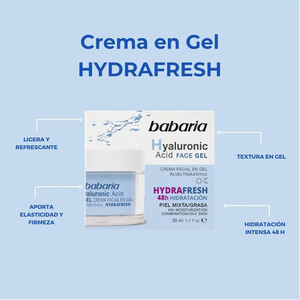 کرم آبرسان و جوان‌ساز حاوی هیالورونیک اسید باباریا مدل Hyaluronic Acid Face Gel Cream حجم 50 میل