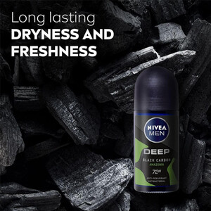 رول ضد تعریق مردانه 72 ساعته نیوآ مدل Deep Black Carbon Amazonia حجم 50 میل