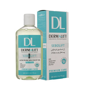 ژل شستشو غیر صابونی صورت کنترل چربی و ضد جوش درمالیفت مدل Sebolift حجم 200 میل