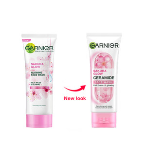 ژل شستشوی صورت روشن‌کننده و آبرسان گارنیه حاوی عصاره ساکورا و سرامید مدل Sakura Glow حجم 100 میل