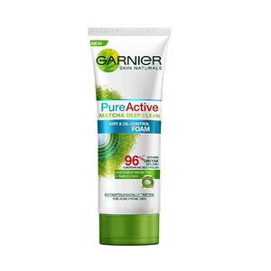 فوم شستشوی صورت پاک‌کننده عمیق گارنیه حاوی عصاره ماچا و سالیسیلیک اسید مدل Pure Active Matcha Deep Clean حجم 100 میل