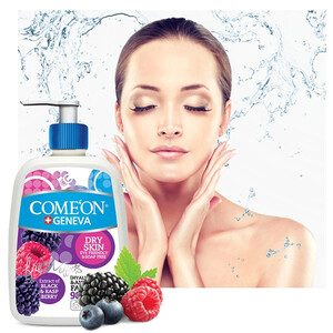 ژل شستشوی صورت آبرسان فاقد صابون کامان مخصوص پوست‌های خشک مدل Dry Skin حجم 500 میل